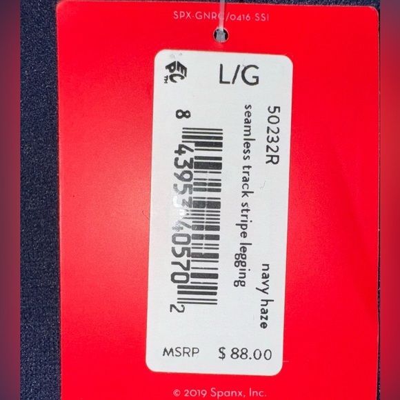 SPANX NWT Large Seamless Track Stripe Leggings Navy Haze - Regular - Picture 4 of 6